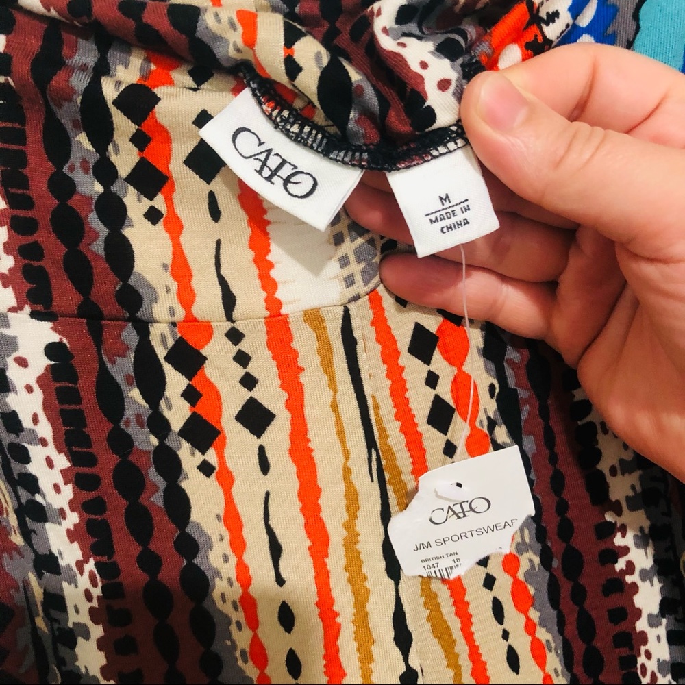 🔴NWT CATO multi colored striped and bubbles wide legs pull on pants size M. - Picture 3 of 9